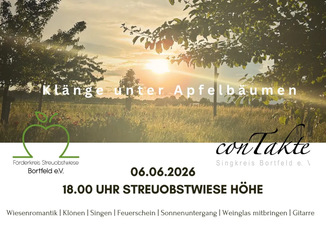 ab 18 Uhr auf der Streuobstwiese Höhe wollen wir klönen und singen
